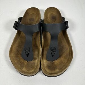 Birkenstock Women's Gizeh Sandal Size 10 Black Vegan Thong Slide Cork Footbed 41